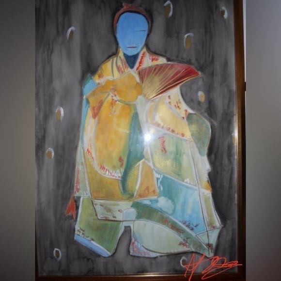 Watercolor Japanese abstract painting as a digital print by me my parents own it - Picture 1 of 8